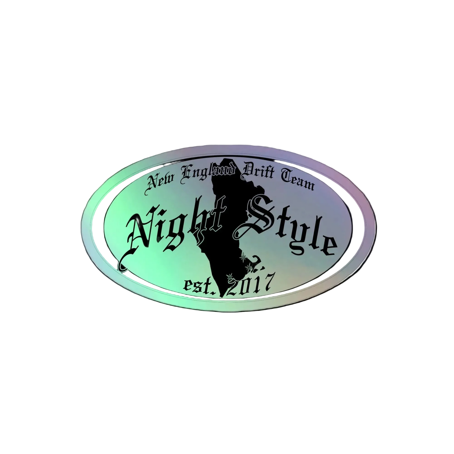 New England Cat Eye Holographic Oval Sticker